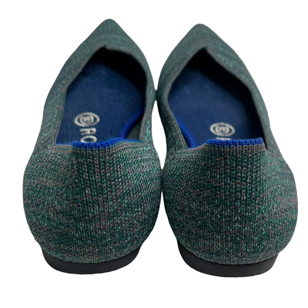 Rothy’s The Point Aqua Heather Ballet Flats Slip On Pointed Toe Women’s Size 6 - Picture 4 of 12